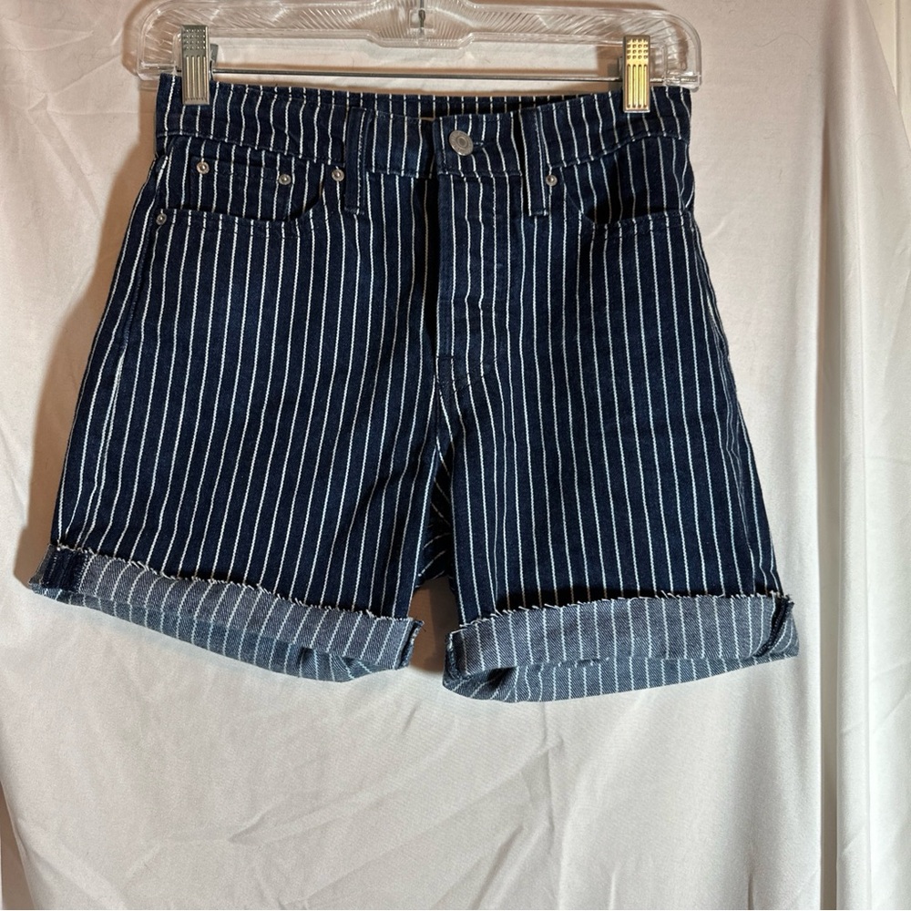 Levi's Navy Blue Pinstripe Women's Jean Shorts